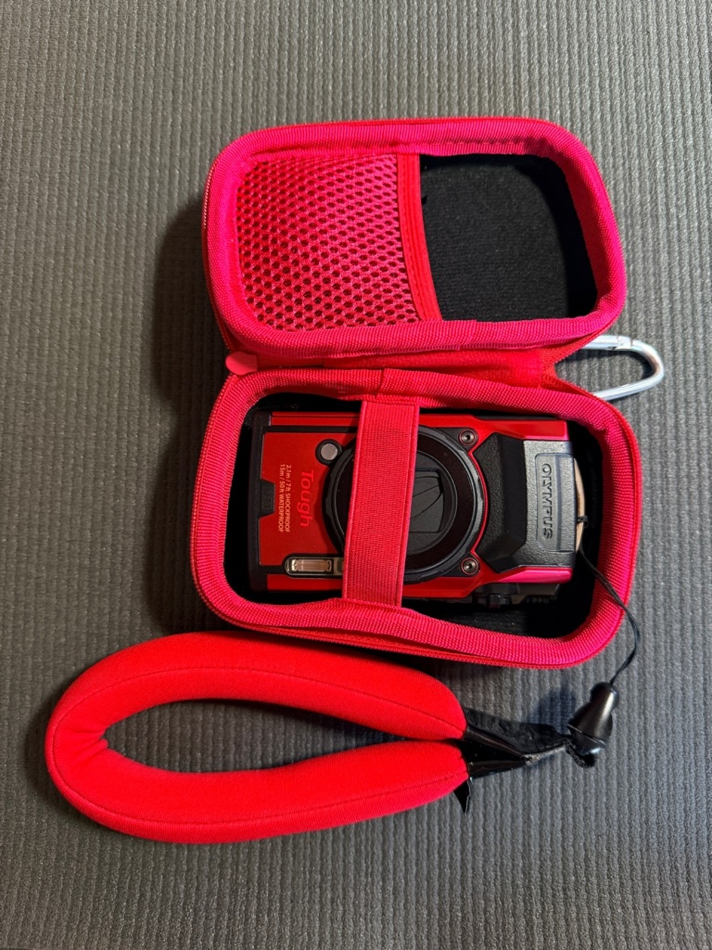 Olympus Tough TG-6 4K Waterproof Digital Camera with Red Case and Float Strap